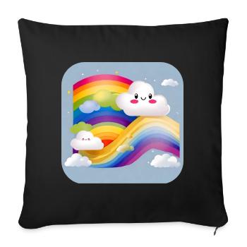 Cute clouds with rainbow - Sofa pillowcase 17,3'' x 17,3'' (45 x 45 cm) - black - Front