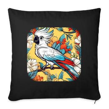 Cute Cockatoo Parrot - Sofa pillowcase 17,3'' x 17,3'' (45 x 45 cm) - black - Front