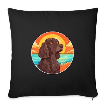 Picardy Spaniel Dog Breed Cartoon Kawaii Clipart - Sofa pillowcase 17,3'' x 17,3'' (45 x 45 cm) - black - Front