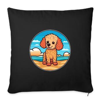 Poodle Dog Breed Cartoon Kawaii Clipart Watercolor - Sofa pillowcase 17,3'' x 17,3'' (45 x 45 cm) - black - Front