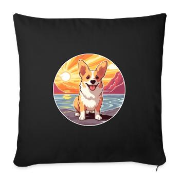 Pembroke Welsh Corgi Hund Rasse Cartoon Kawaii Hund - Sofakissenbezug 45 x 45 cm - Schwarz - Vorne