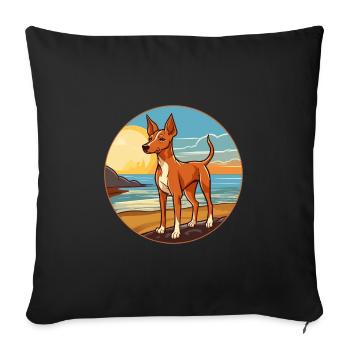 Podenco Ibicenco Dog Breed Cartoon Kawaii Clipart - Sofa pillowcase 17,3'' x 17,3'' (45 x 45 cm) - black - Front