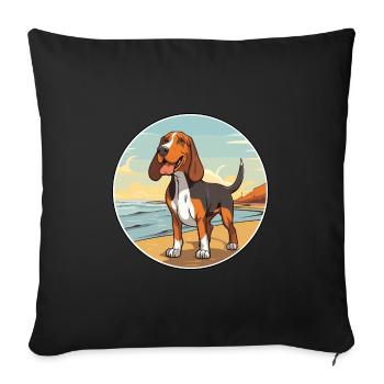 Poitevin Hound Dog Breed Cartoon Kawaii Clipart - Sofa pillowcase 17,3'' x 17,3'' (45 x 45 cm) - black - Front