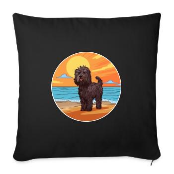 Puli chien race dessin animé Kawaii Clipart aquarelle - Housse de coussin décorative 45 x 45 cm - noir - Devant