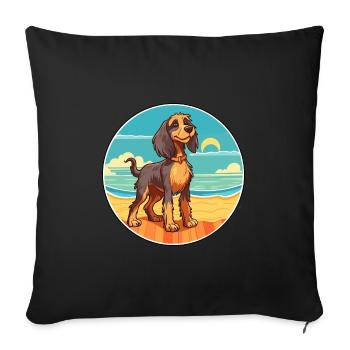 Phalene chien race dessin animé Kawaii Clipart chien animal de compagnie - Housse de coussin décorative 45 x 45 cm - noir - Devant