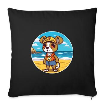 Chien de garde portugais race de chien de dessin animé Kawaii Dog - Housse de coussin décorative 45 x 45 cm - noir - Devant