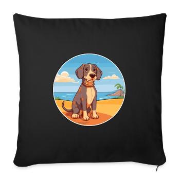 Tosa chien race dessin animé Kawaii Clipart aquarelle - Housse de coussin décorative 45 x 45 cm - noir - Devant