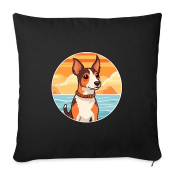 Jouet Fox Terrier chien race Cartoon Kawaii Clipart - Housse de coussin décorative 45 x 45 cm - noir - Devant