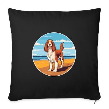Welsh Springer Spaniel Dog Breed Cartoon Kawaii - Sofa pillowcase 17,3'' x 17,3'' (45 x 45 cm) - black - Front