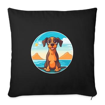 Ratonero Murciano chien race Cartoon Kawaii Clipart - Housse de coussin décorative 45 x 45 cm - noir - Devant