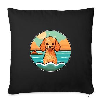 Toy Poodle Dog Breed Cartoon Kawaii Clipart Dog - Sofa pillowcase 17,3'' x 17,3'' (45 x 45 cm) - black - Front