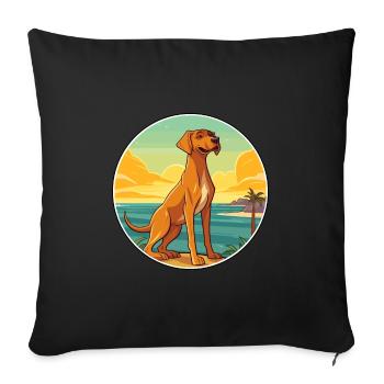 Rhodesian Ridgeback chien race dessin animé Kawaii chien - Housse de coussin décorative 45 x 45 cm - noir - Devant