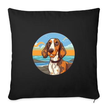 Russe Arlequin Hound chien race Cartoon Kawaii - Housse de coussin décorative 45 x 45 cm - noir - Devant