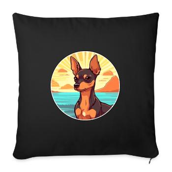 Russian Toy Terrier Dog Breed Cartoon Kawaii Dog - Sofa pillowcase 17,3'' x 17,3'' (45 x 45 cm) - black - Front