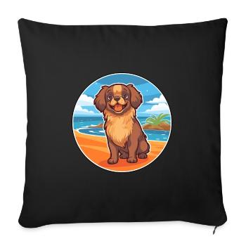 Épagneul tibétain chien race Cartoon Kawaii Clipart - Housse de coussin décorative 45 x 45 cm - noir - Devant