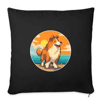 Rough Collie Dog Breed Cartoon Kawaii Clipart Dog - Sofa pillowcase 17,3'' x 17,3'' (45 x 45 cm) - black - Front