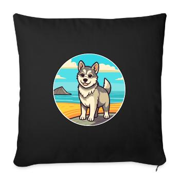 Suédois Vallhund chien race Cartoon Kawaii Clipart - Housse de coussin décorative 45 x 45 cm - noir - Devant