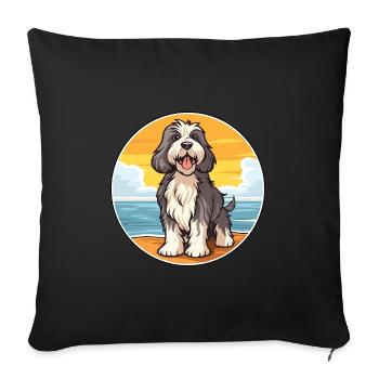 Schapendoes chien race dessin animé Kawaii Clipart chien - Housse de coussin décorative 45 x 45 cm - noir - Devant