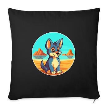 Tamaskan Dog Breed Cartoon Kawaii Clipart Dog Pet - Sofa pillowcase 17,3'' x 17,3'' (45 x 45 cm) - black - Front