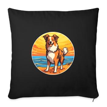 Scotch Collie chien race Cartoon Kawaii Clipart chien - Housse de coussin décorative 45 x 45 cm - noir - Devant