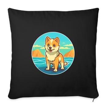 Shikoku Dog Breed Cartoon Kawaii Clipart Dog Pet - Sofa pillowcase 17,3'' x 17,3'' (45 x 45 cm) - black - Front