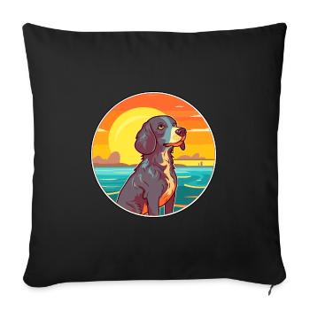 Sud de la Russie Ovcharka chien race Cartoon Kawaii - Housse de coussin décorative 45 x 45 cm - noir - Devant