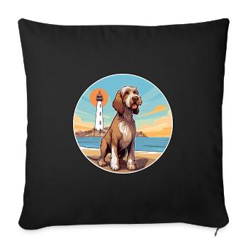 Spinone Italiano Dog Breed Cartoon Kawaii Clipart - Sofa pillowcase 17,3'' x 17,3'' (45 x 45 cm) - black - Front