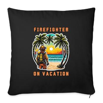 Pompier en vacances - Housse de coussin décorative 45 x 45 cm - noir - Devant