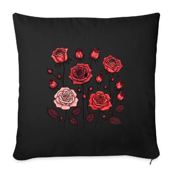 Red Roses - Sofa pillowcase 17,3'' x 17,3'' (45 x 45 cm) - black - Front