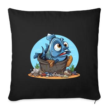 Desperate Fish Pollution Shirt - Sofa pillowcase 17,3'' x 17,3'' (45 x 45 cm) - black - Front