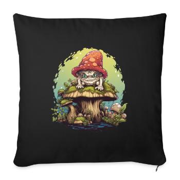 Créature champignon coquine sur un t-shirt fantasme forêt de champignons - Housse de coussin décorative 45 x 45 cm - noir - Devant