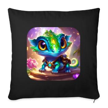 Mignon petit lézard fantastique - Housse de coussin décorative 45 x 45 cm - noir - Devant