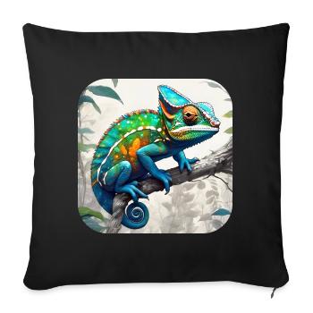 Caméléon camouflage cool - Housse de coussin décorative 45 x 45 cm - noir - Devant