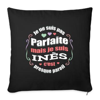 INÈS PARFAITE - PRENOM INÈS - Housse de coussin décorative 45 x 45 cm - noir - Devant