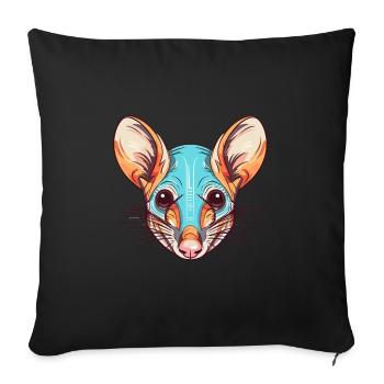 Elephant Shrew Colorful Watercolor Cartoon Kawaii - Sofa pillowcase 17,3'' x 17,3'' (45 x 45 cm) - black - Front
