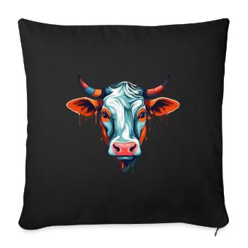 Cow Colorful Watercolor Cartoon Kawaii Animal - Sofa pillowcase 17,3'' x 17,3'' (45 x 45 cm) - black - Front