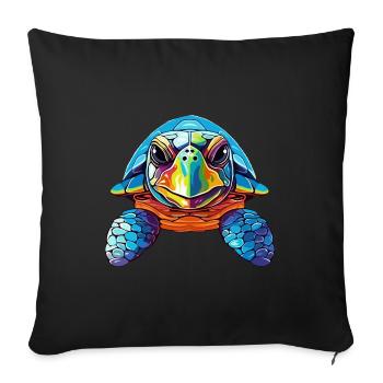 Turtle Colorful Watercolor Cartoon Kawaii Animal - Sofa pillowcase 17,3'' x 17,3'' (45 x 45 cm) - black - Front