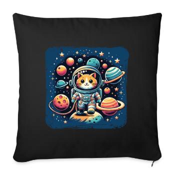 Cosmo, Cat, Astronaut, Space, Kitty - Sofa pillowcase 17,3'' x 17,3'' (45 x 45 cm) - black - Front