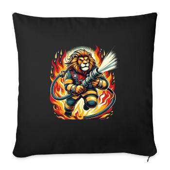 Lion, Firefighter, Firefighter, Flames, Hero - Sofa pillowcase 17,3'' x 17,3'' (45 x 45 cm) - black - Front
