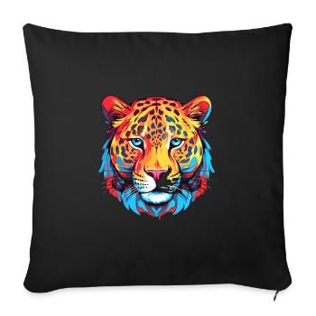 Leopard Colorful Watercolor Cartoon Kawaii Animal - Sofa pillowcase 17,3'' x 17,3'' (45 x 45 cm) - black - Front