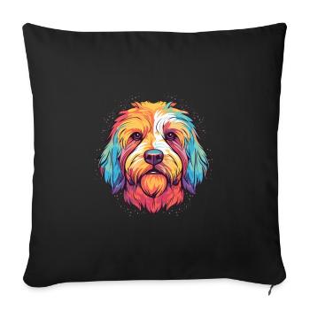 Dog Colorful Watercolor Cartoon Kawaii Animal - Sofa pillowcase 17,3'' x 17,3'' (45 x 45 cm) - black - Front