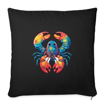 Lobster Colorful Watercolor Cartoon Kawaii Animal - Sofa pillowcase 17,3'' x 17,3'' (45 x 45 cm) - black - Front
