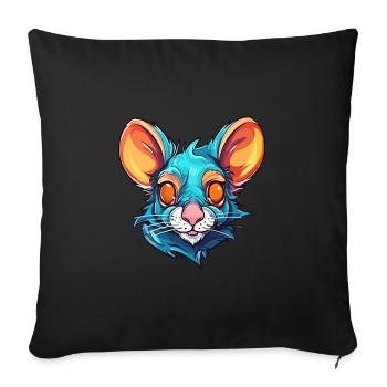 Rat Colorful Watercolor Cartoon Kawaii Animal - Sofa pillowcase 17,3'' x 17,3'' (45 x 45 cm) - black - Front