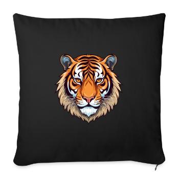 Tiger Colorful Watercolor Cartoon Kawaii Animal - Sofa pillowcase 17,3'' x 17,3'' (45 x 45 cm) - black - Front