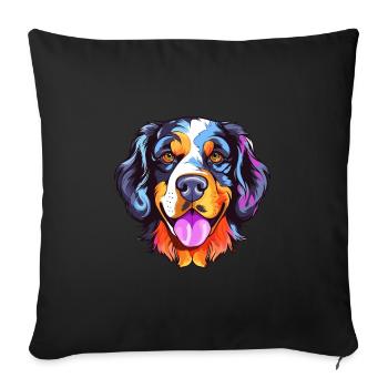 Dog Colorful Watercolor Cartoon Kawaii Animal - Sofa pillowcase 17,3'' x 17,3'' (45 x 45 cm) - black - Front