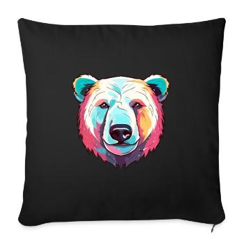 Ours Polaire Aquarelle Colorée Dessin Animé Kawaii Anim - Housse de coussin décorative 45 x 45 cm - noir - Devant