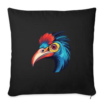 Cassowary Colorful Watercolor Cartoon Kawaii Anima - Sofa pillowcase 17,3'' x 17,3'' (45 x 45 cm) - black - Front