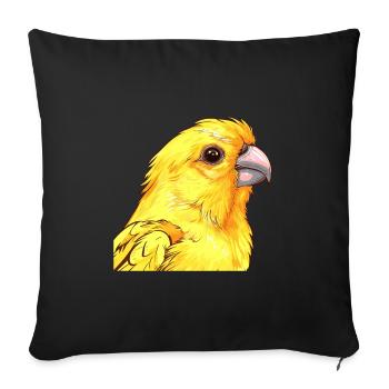 Canari Aquarelle Colorée Dessin Animé Kawaii Animal - Housse de coussin décorative 45 x 45 cm - noir - Devant