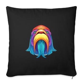 Walrus Colorful Watercolor Cartoon Kawaii Animal - Sofa pillowcase 17,3'' x 17,3'' (45 x 45 cm) - black - Front
