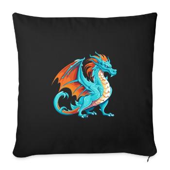 Dragon Aquarelle Colorée Dessin Animé Kawaii Animal - Housse de coussin décorative 45 x 45 cm - noir - Devant